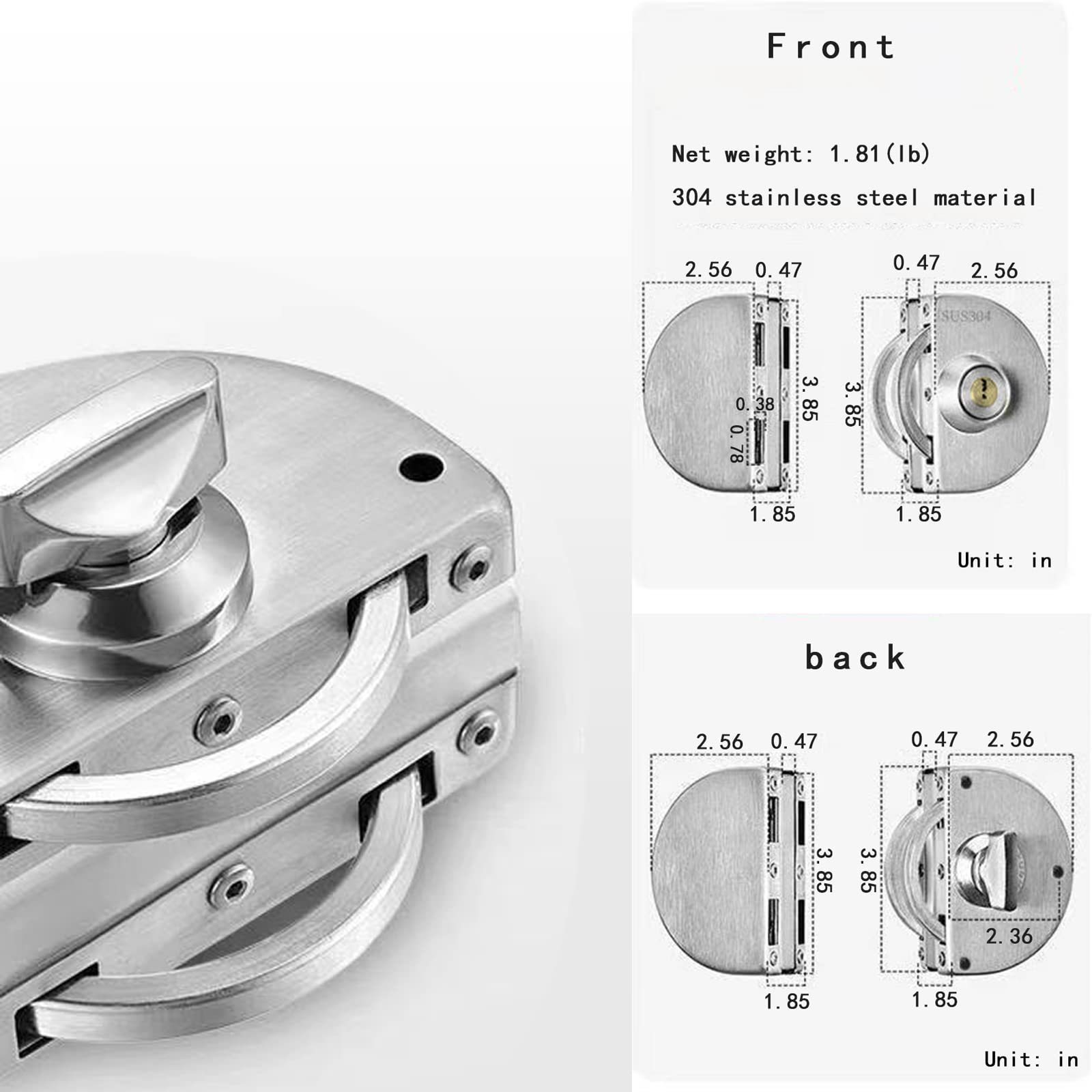 Factory wholesale Glass Door Anti-Theft Security Lock Double Swing Hinged Frameless Push Sliding Gate Lock