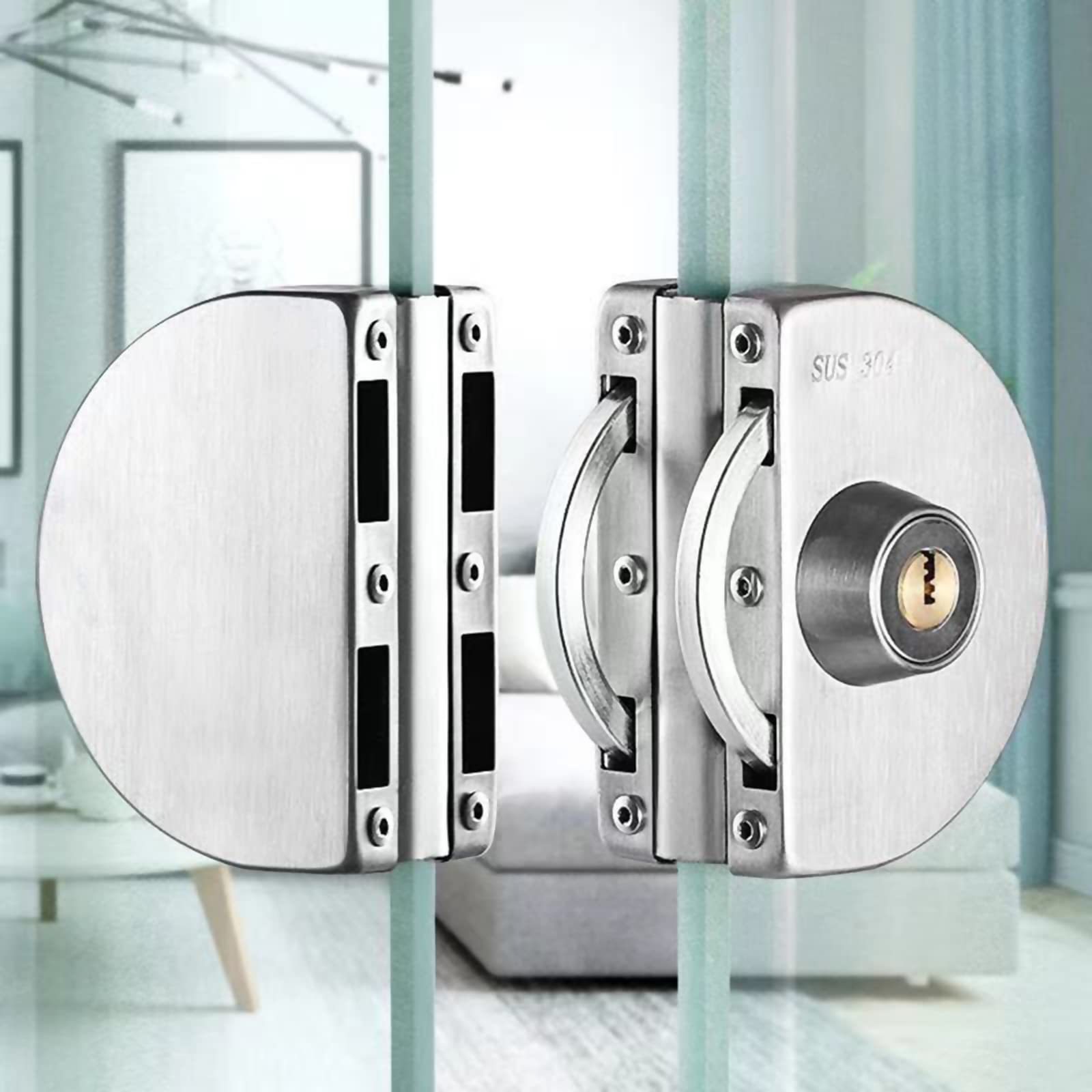 Factory wholesale Glass Door Anti-Theft Security Lock Double Swing Hinged Frameless Push Sliding Gate Lock