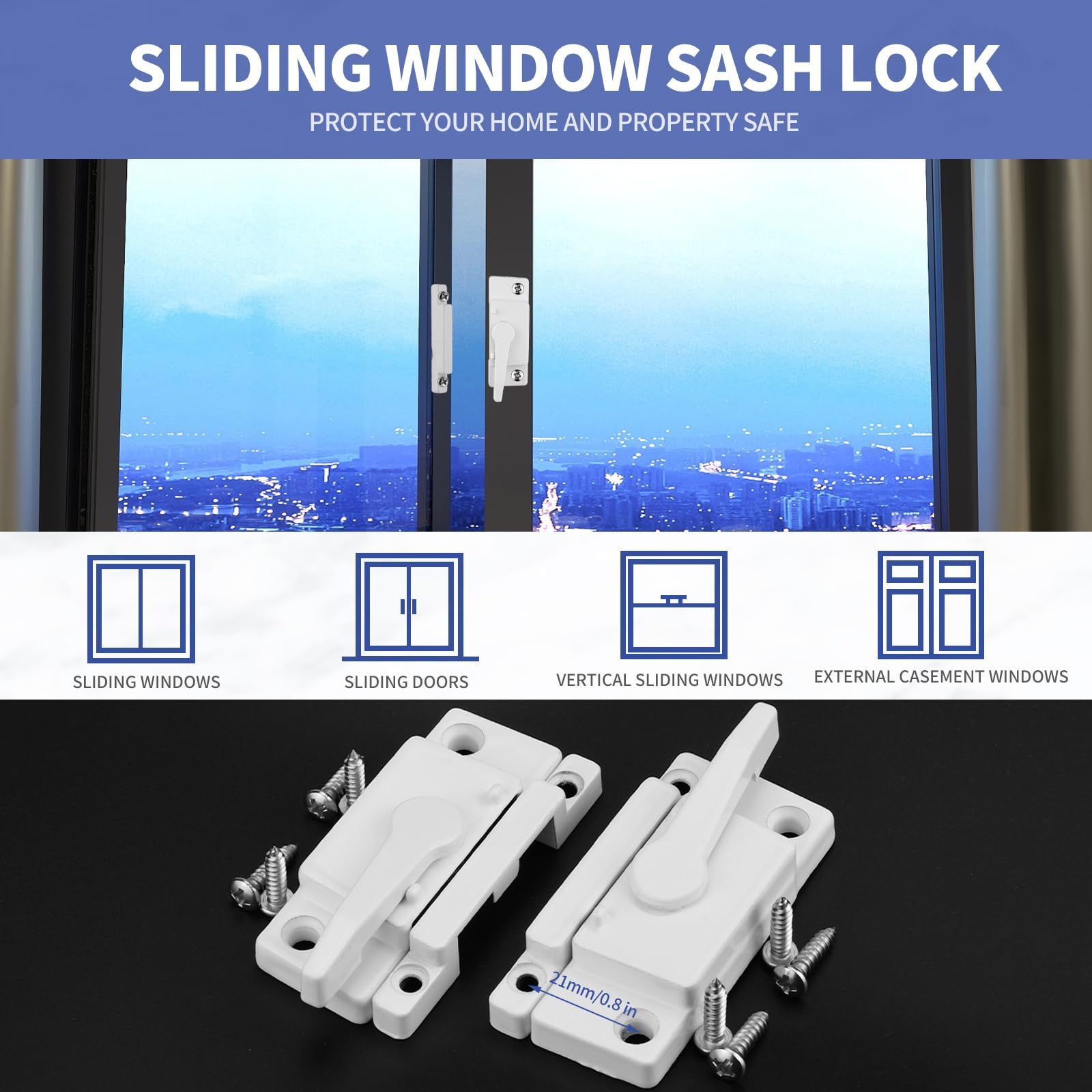 Factory wholesales Window Latches Replacement Sash Locks fits to Sliding Windows for Anti-Theft