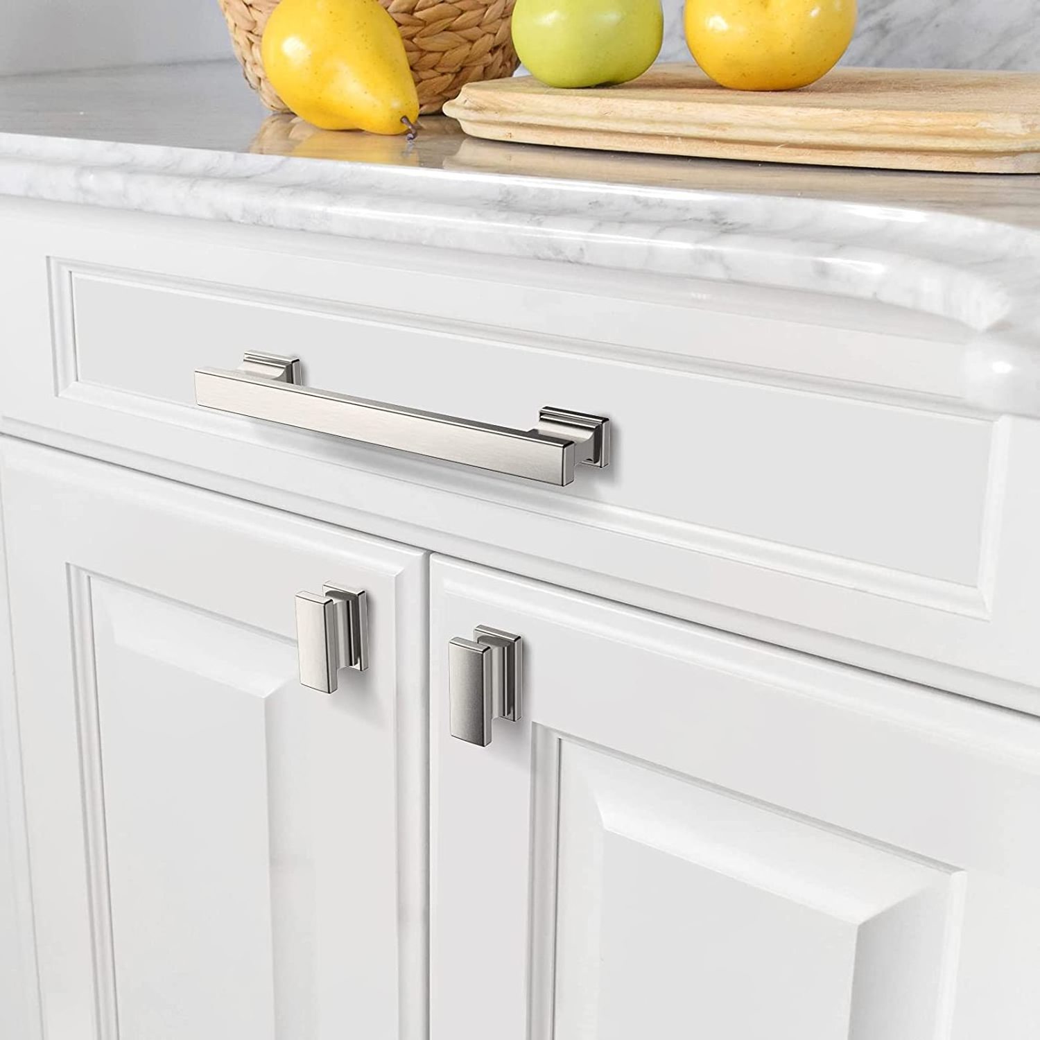 Brushed satin nickel kitchen cabinet hardware ambry wooden cabinet drawer handle