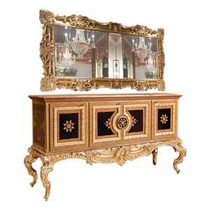 Customized Italy Brand  Sideboard Cabinet , European Dining Room Furniture, Classic Mahogany Carved Wood Side Cabinet