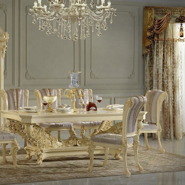 French Baroque Carved Wood Dining Table, Italy Top Brand Dining room Furniture, Antique European Dining Table