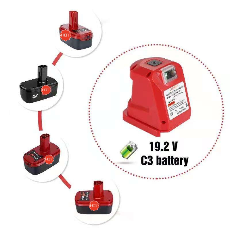 Urun Portable power supply Battery Adapter for Craftsman 14.4-18V Lithium DIY Battery Adapter with Dual USB LED light