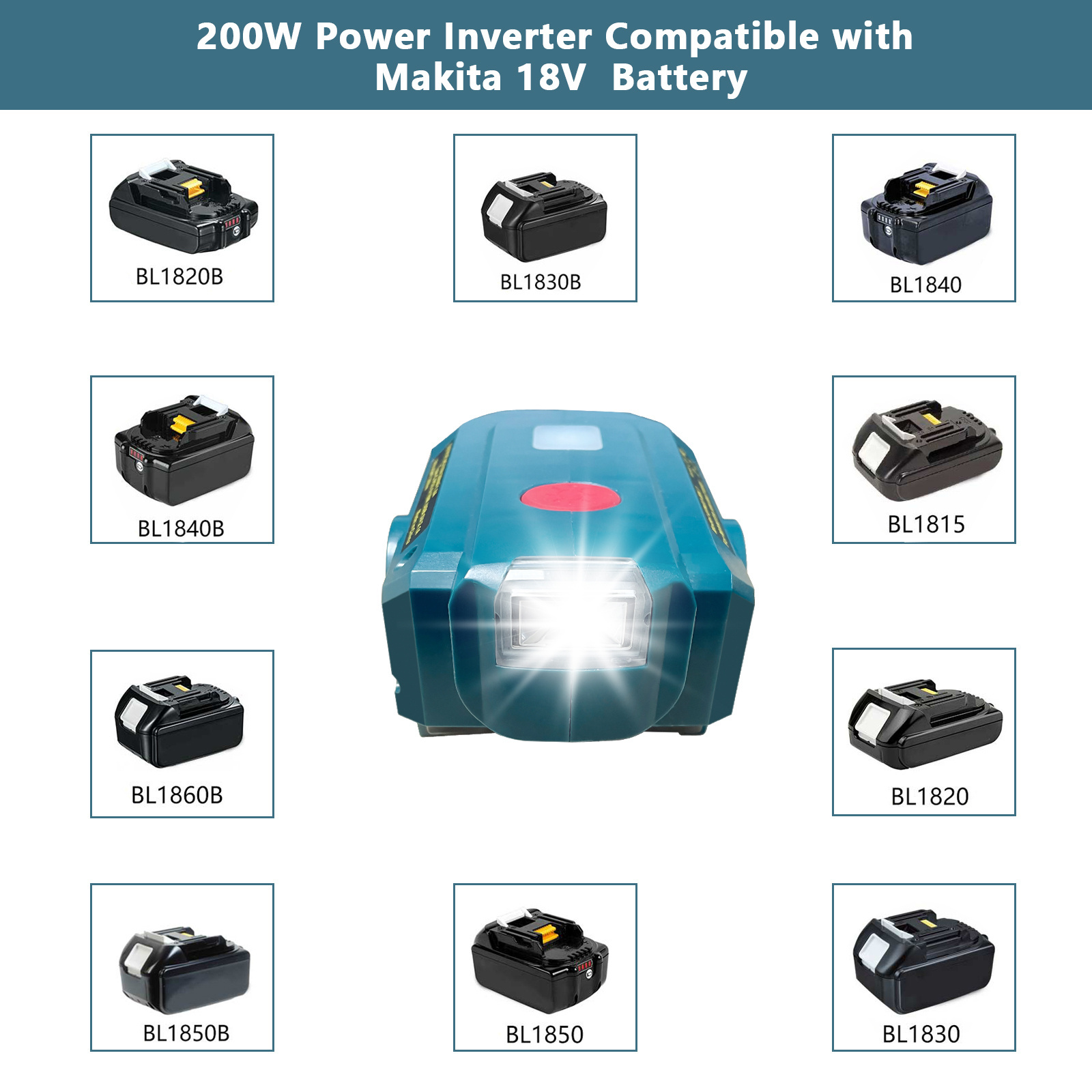 200W Portable Power Supply Inverter for Makita 18V Battery,DC 18V to AC 110V Power Inverter USB Phone Charger Adapter