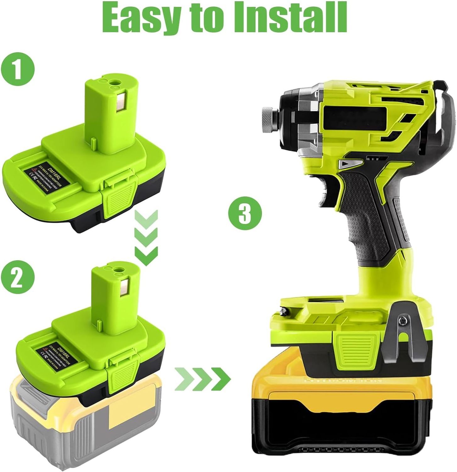 DM18RL Battery Adapter for Dewalt 18V-20V & for Milwauke M18 18V Li-ion Battery to for Ryobi 18V Li-ion Cordless Power Tool