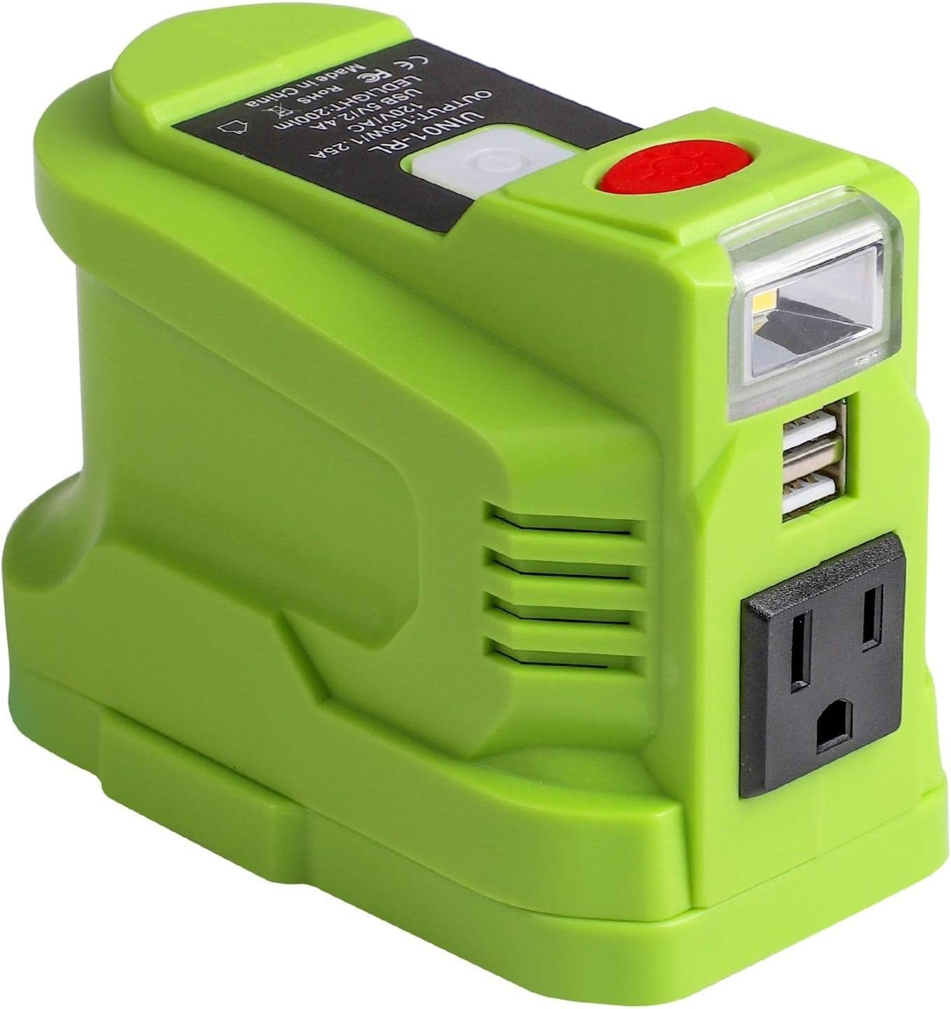 150W Portable Power Source USB Charger Adapter, with LED Light and 2 USB ports and 110v/120v AC port for Ryobi Power Station