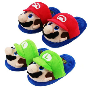 Wholesale Anime Plush Toys Non-Slip Soft Warm Winter Cotton Cartoon Indoor Slippers Super Mario slippers