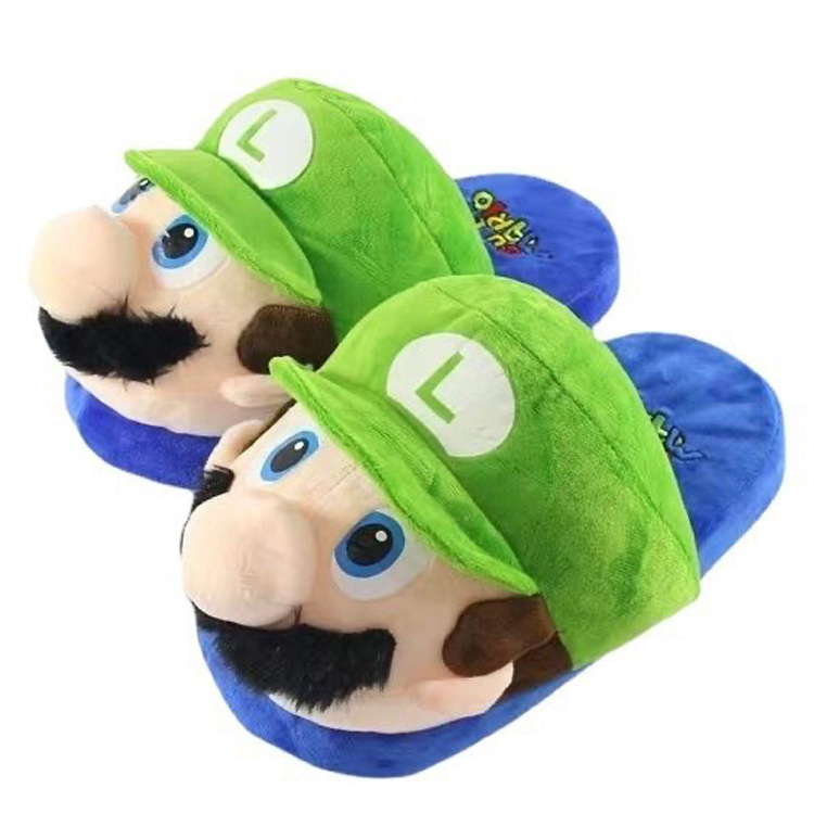 Wholesale Anime Plush Toys Non-Slip Soft Warm Winter Cotton Cartoon Indoor Slippers Super Mario slippers