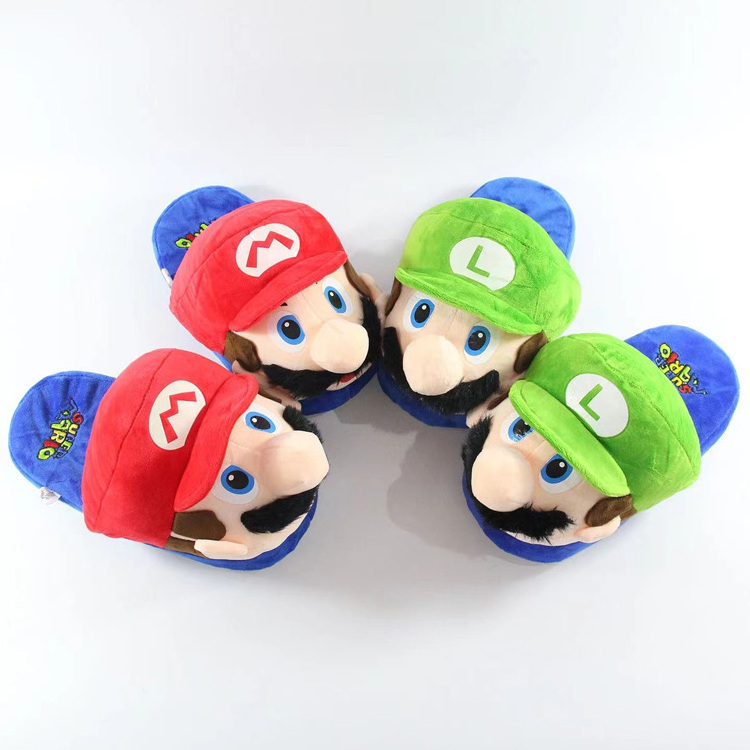 Wholesale Anime Plush Toys Non-Slip Soft Warm Winter Cotton Cartoon Indoor Slippers Super Mario slippers