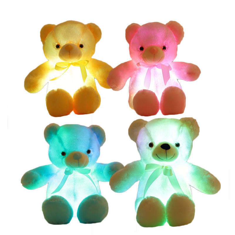 Wholesale Creative Light-Up LED Teddy Bear Stuffed Electric Plush Toys Colorful Glowing Teddy Bears