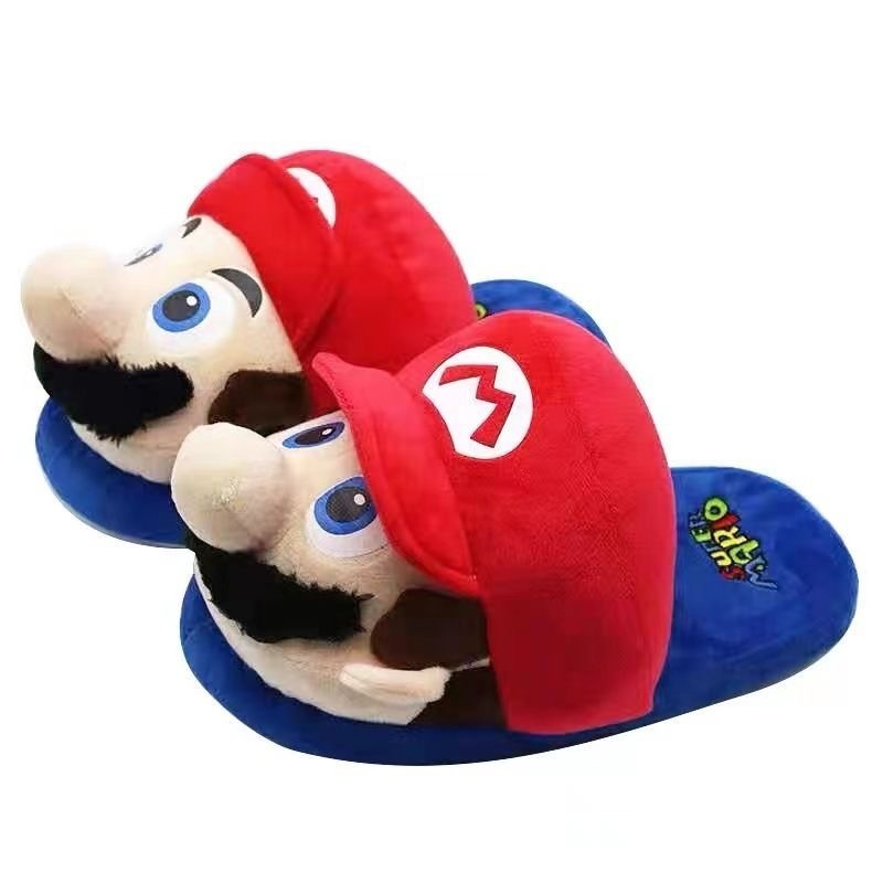 Wholesale Anime Plush Toys Non-Slip Soft Warm Winter Cotton Cartoon Indoor Slippers Super Mario slippers