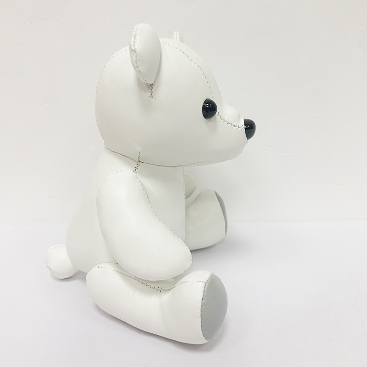 Oem Low MOQ Custom Cute PU Leather Teddy Bear Toy Soft Animal Stuffed Small Teddy Bear Leather Toy