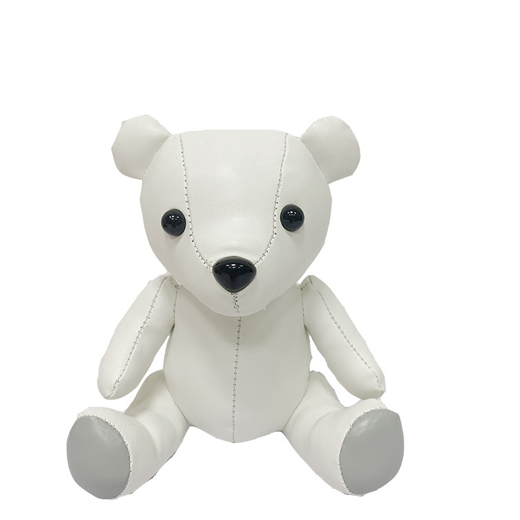 Oem Low MOQ Custom Cute PU Leather Teddy Bear Toy Soft Animal Stuffed Small Teddy Bear Leather Toy