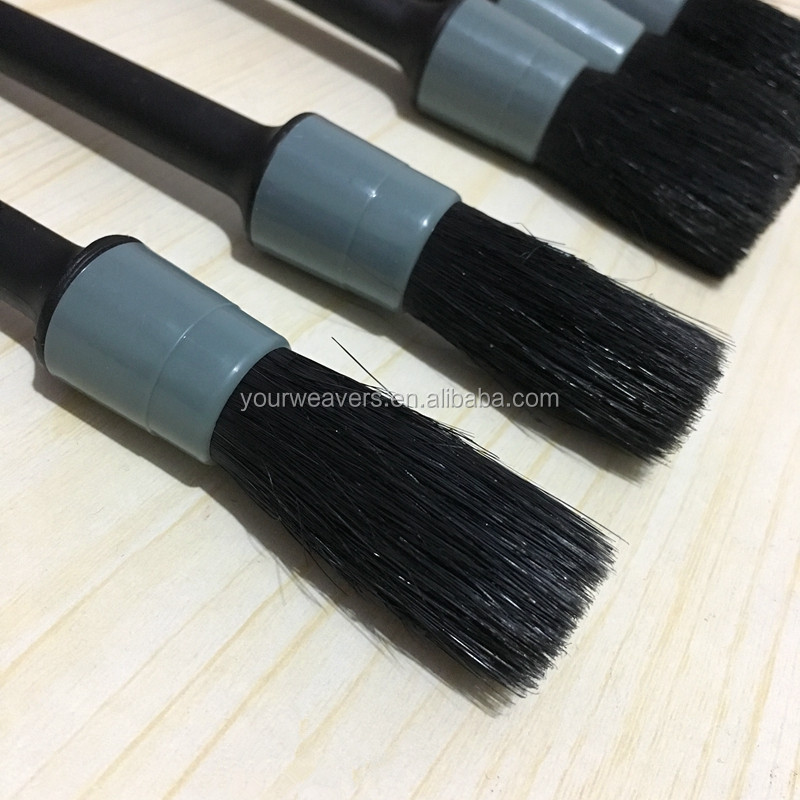 Wholesale 5-set Car Wash Black Grey Boar Hair Auto Detailing Car Brush For Interior Leather Trim Wheels