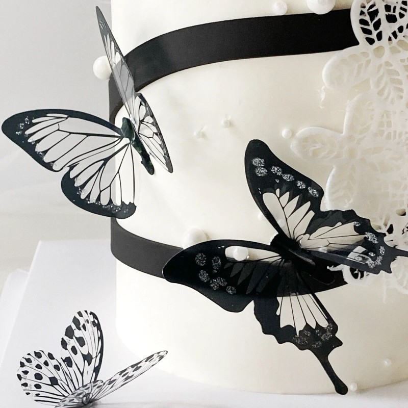 2024 Trending Product Butterfly Decorations Toppers Other Beauty Plastic Butterflies Black Butterfly For Cakes Happy Birthday