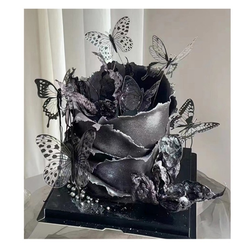 2024 Trending Product Butterfly Decorations Toppers Other Beauty Plastic Butterflies Black Butterfly For Cakes Happy Birthday