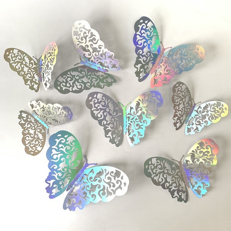 Youyu 3D Butterfly Paper Butterflies For Cake Pastry Topper Wall Wedding Home Party Decoration Mixed Sizes 8cm 10cm 12cm 12pcs