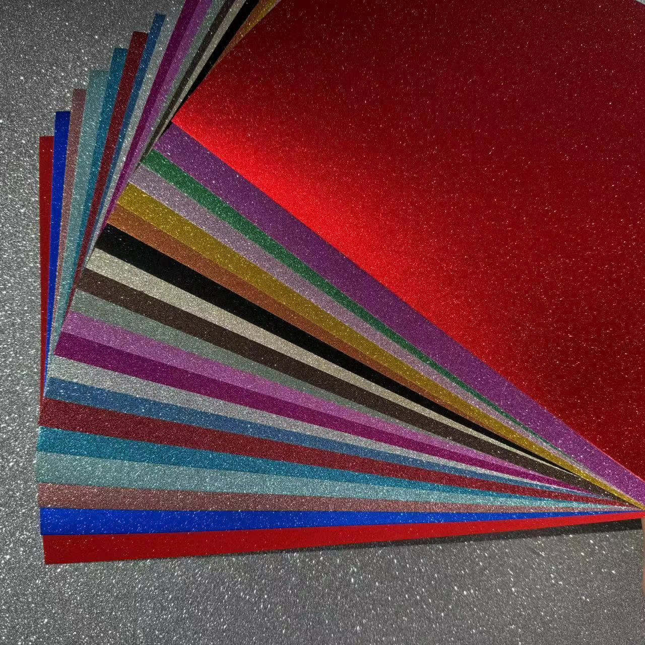 Hot Selling A4 Multicolor Craft Sheets Glitter Cardstock Sparkly Paper No Glue for DIY Cake Card Topper Invitation Card Wedding