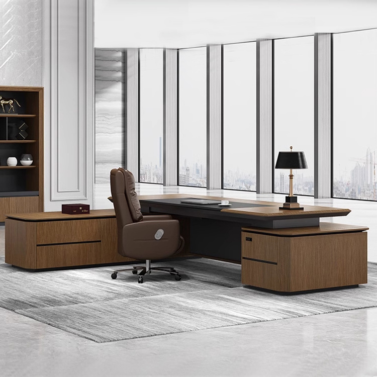 High Quality  Luxury E0 HDF L shaped Ceo Boss Office Desk furniture Executive Office Desks