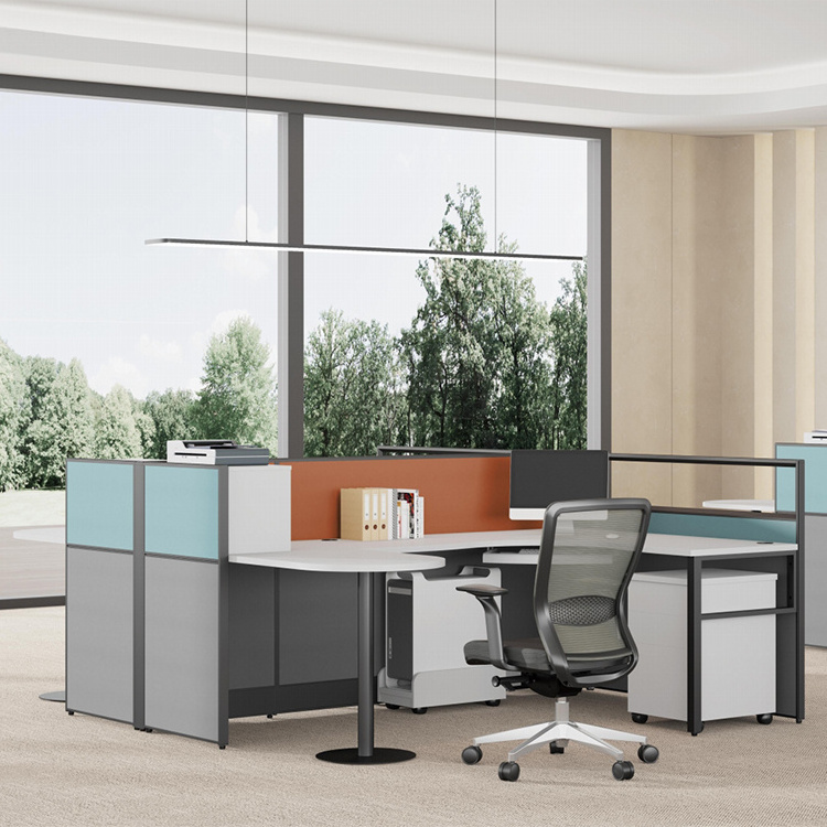 new modern design Private space standard size curved modular aluminum partitions workstation office cubicle furniture with glass