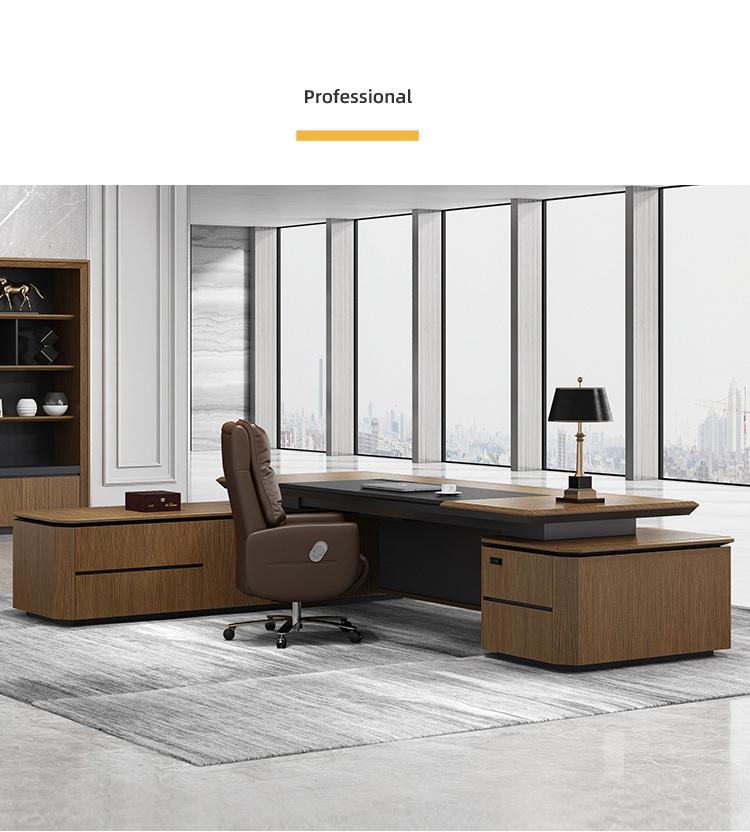 High Quality  Luxury E0 HDF L shaped Ceo Boss Office Desk furniture Executive Office Desks