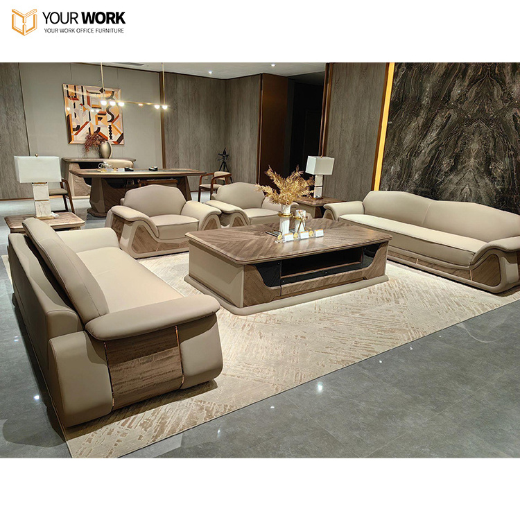 High-end Luxury office Sofa Leather sofa Set Furniture Living Room Commercial CEO office Luxury leisure area Sofa set