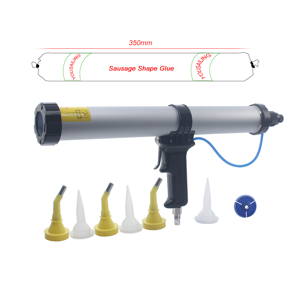 15 Inches 600ml Sausage Pneumatic Caulking Gun Silicone Sealant Gun Air Rubber Gun Caulk Applicator Tool