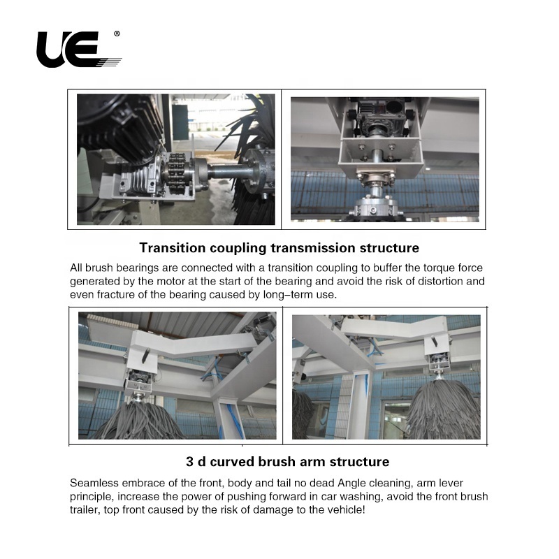 UE-7brush tunnel type gantry car wash machine equipment fully automatic tunnel 7/9/11 brushes for  car washing machine system