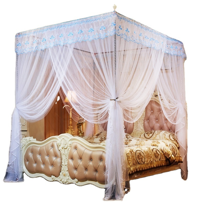 Square rectangular canopy mosquito net white color palace mosquito net double bed queen size bed king size bed mosquito net