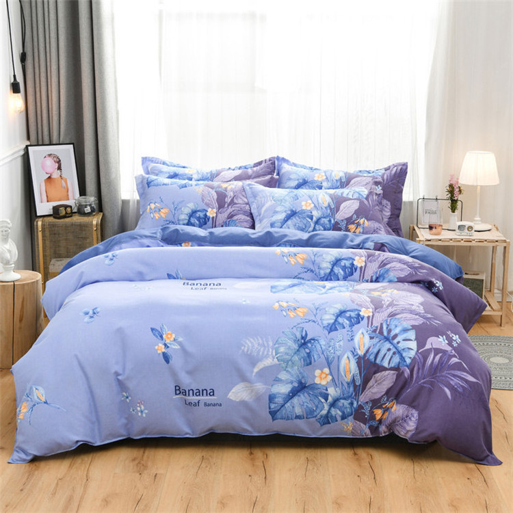 Purple Bedding Set 4 Pieces Set Winter Warm Flower 3D Bedding Set