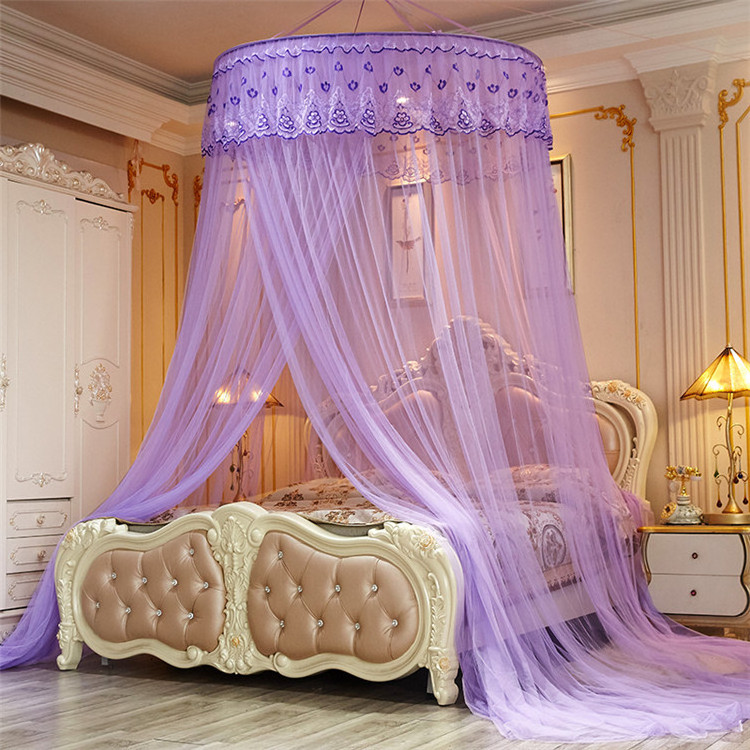 Fashionable round thickened and densified circular ceiling foldable adults hanging mosquito net