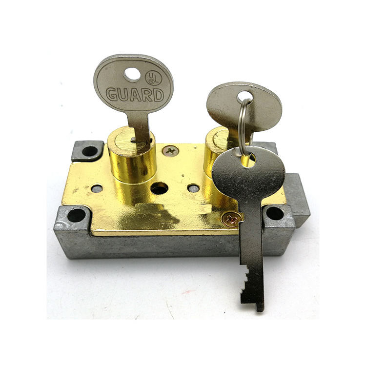 Factory direct supply safe deposit box lock 4440 with zinc alloy and brass  key plated