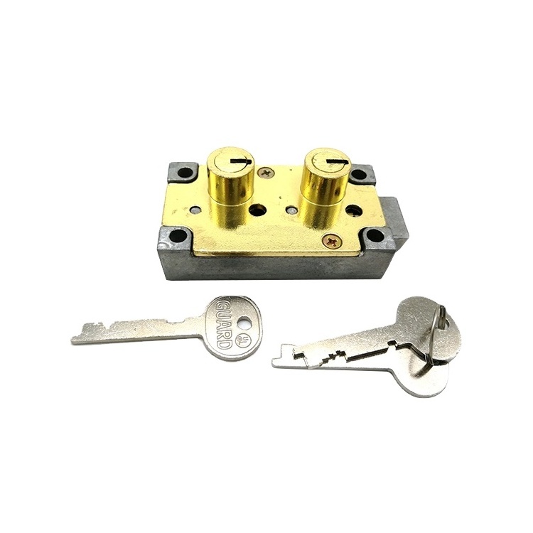 Factory direct supply safe deposit box lock 4440 with zinc alloy and brass  key plated