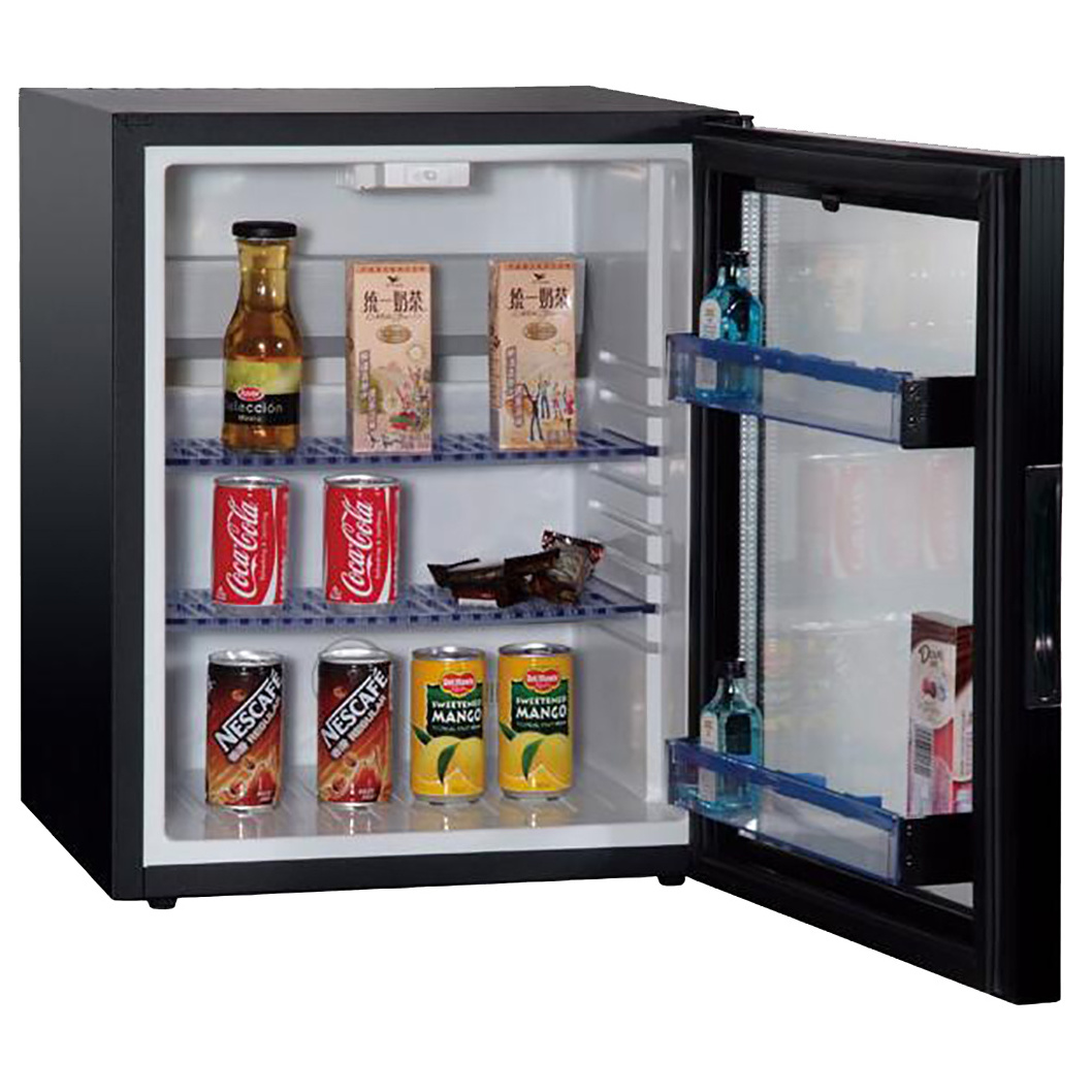 China hotel supplier 40 L single door minibar fridge semiconductor 40 liter glass door mini bar refridge