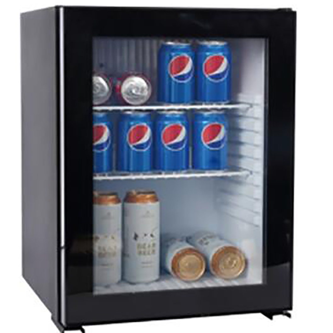 China hotel supplier 40 L single door minibar fridge semiconductor 40 liter glass door mini bar refridge