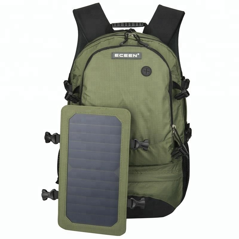 35L- 55L Nylon Waterproof Sun Power Daypack, 6.5W Hiking Solar Power Backpack