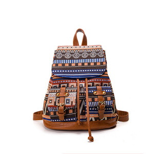 2019 Lifestyle Drawstring Backpack,  Ethnic  Bag Packs With Custom Logo, Canvas Women Backpack