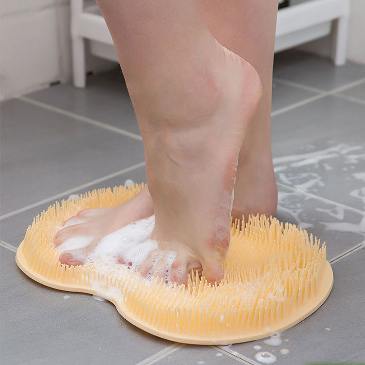 New arrival bathroom shower foot scrubber cleaner massager foot exfoliating mat with suction cup