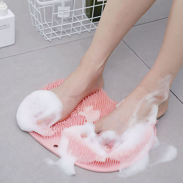 New arrival bathroom shower foot scrubber cleaner massager foot exfoliating mat with suction cup