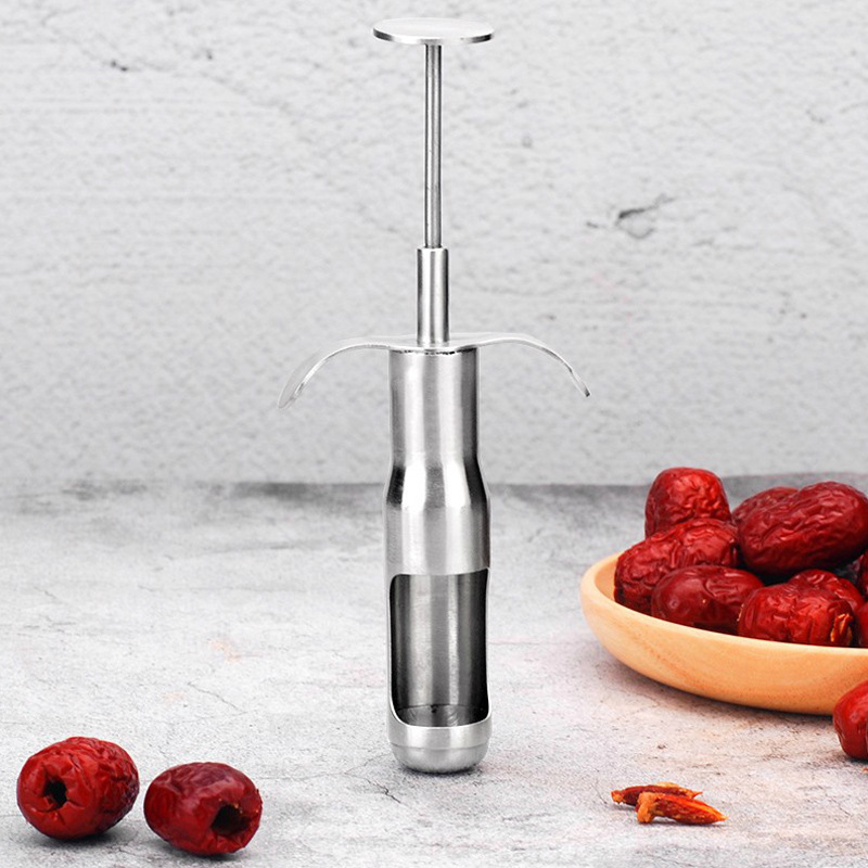 Stainless Steel Red Dates Jujube Pitter Cherry Olive Corer Home Kitchen Fruit Core Remover Seed Push Out Tool Accessories