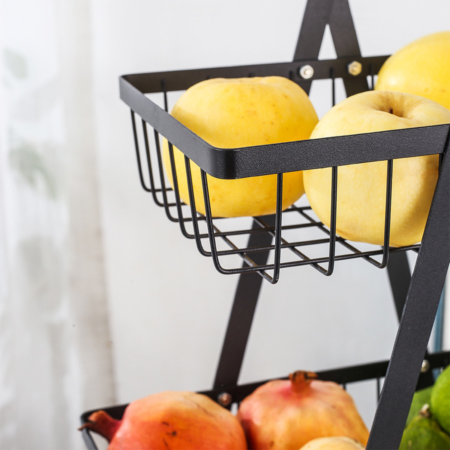 Fruit and Vegetable double layer display rack Metal kitchen fruit rack