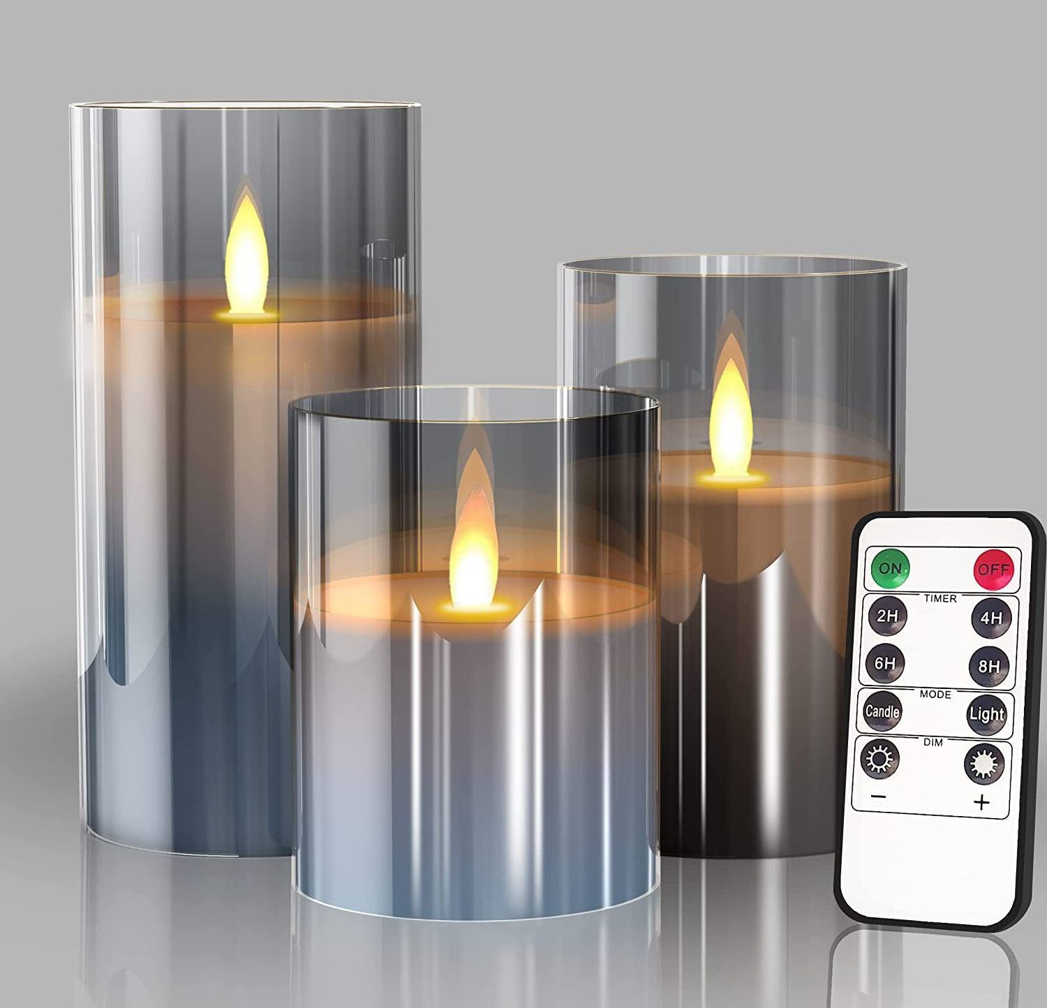 FASHION 3 Pcs Set  Amber Christmas Flickering Flameless Led Candles Set With Remote Control