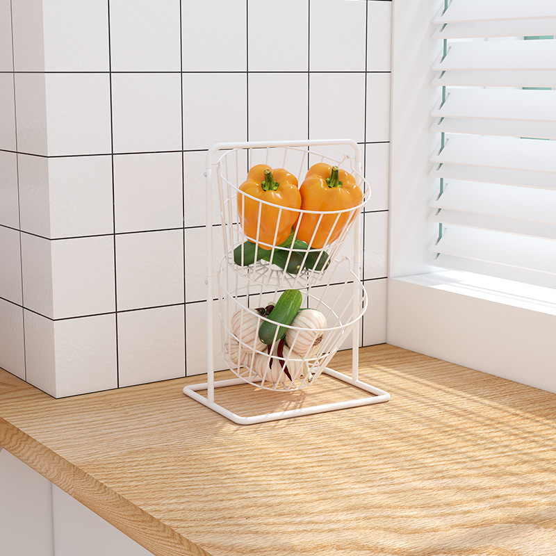 Home Kitchen Metal  Metal Wire Fruit Basket Vegetable Basket Stand On Floor Organizer For Kitchen Storage