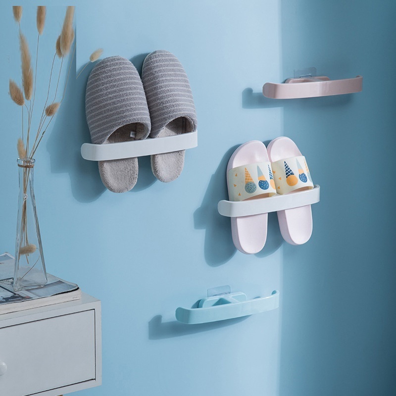 Bathroom Slipper Rack Wall-mounted Perforated Shoe Rack Shelf Toilet Door Drain Storage Rack Behind