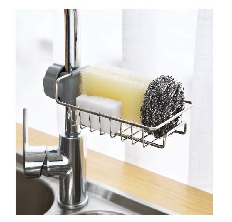 Multifunctional Stainless Steel Drain Rack Sink Faucet Shelf Single Layer Rag Sanitary Storage Rack