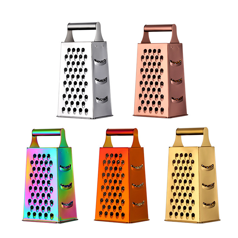 Spot Goods High Quality Kitchen Accessories 4 Sides Multifunctional Stainless Steel Food Slicer Food Box Grater With Handle