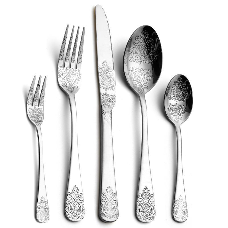 Fashion Tableware Knife Fork Spoon Flatware Cutlery Gold Plated Stainless Steel 4 Set Party Home Kitchen American Style