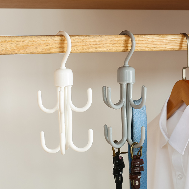 Space Saving Plastic Household Daily Use Four-Paw Swivel Hook For Coat Storage Rack