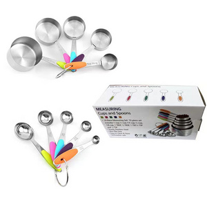 Low Price Stainless Steel 10-Piece Set Baking Spoon Measuring Cup Spoon Set With Silicone Handle