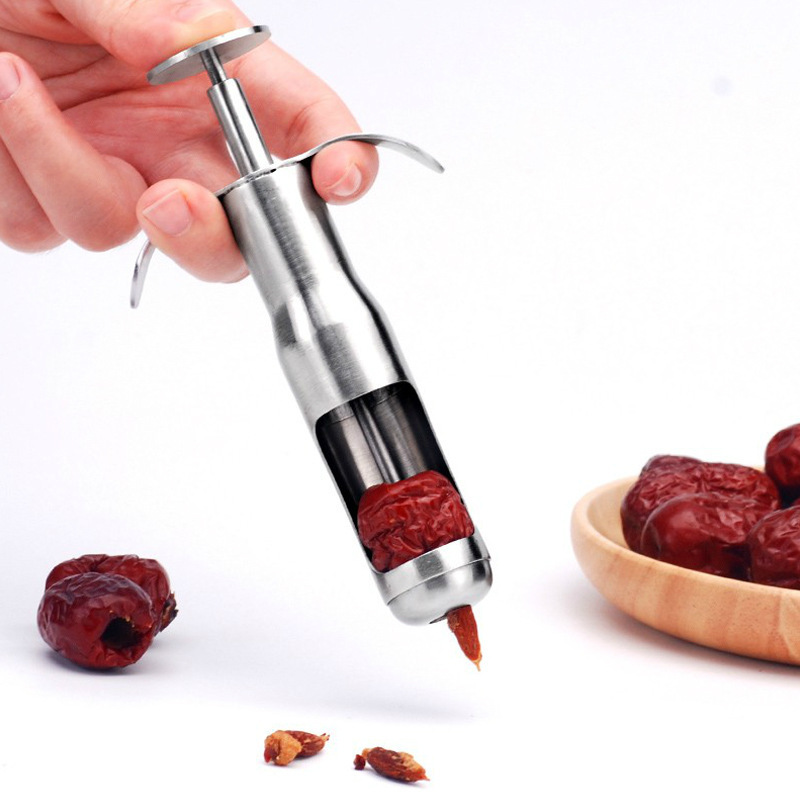 Stainless Steel Red Dates Jujube Pitter Cherry Olive Corer Home Kitchen Fruit Core Remover Seed Push Out Tool Accessories